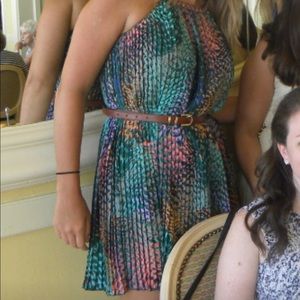 Pleated Multicolored Mini Dress